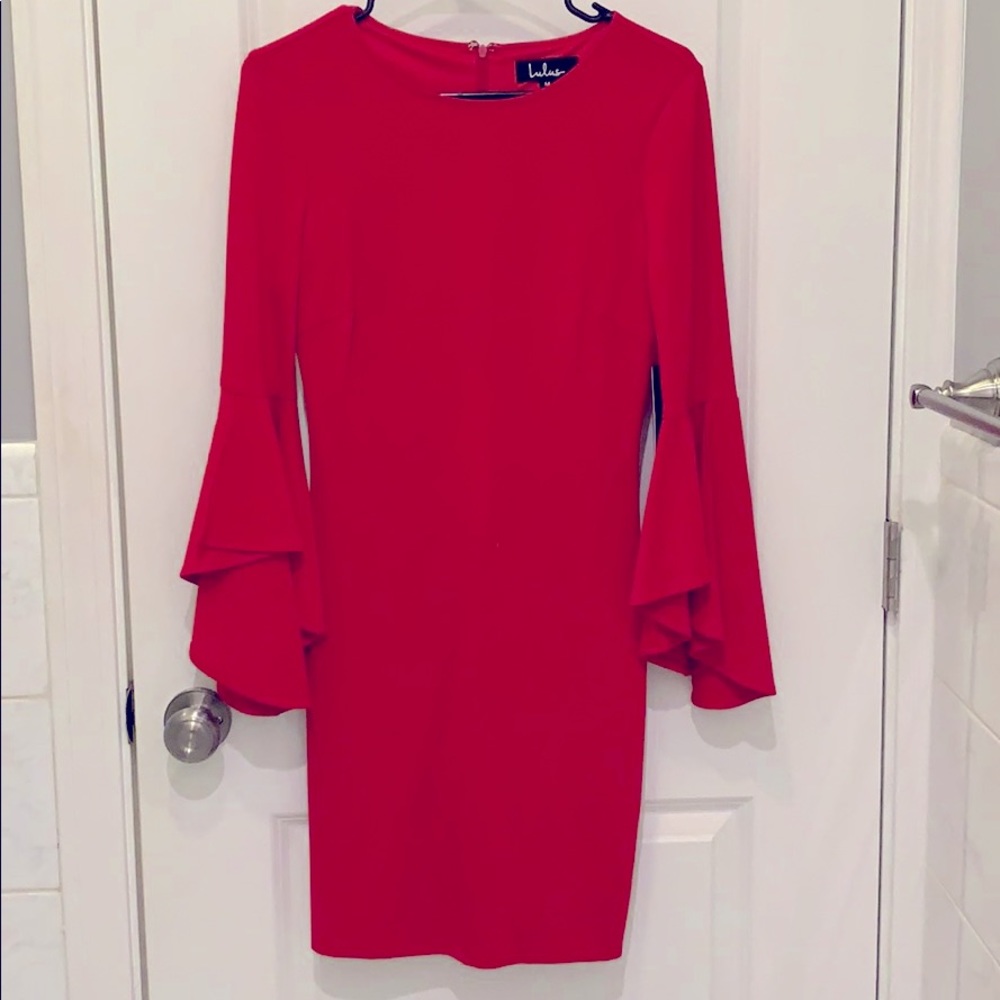Red long sleeve dress